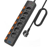 Multiprise Parafoudre Avec 6 Prises Et Pd 20W 1 Port Type-C Et 2 Ports Usb-A,Multiprise Usb Avec 7 Interrupteurs Individuels,Multi
