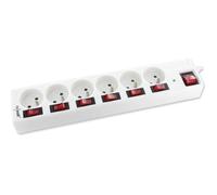 Prises, multiprises et accessoires électriques Revolt Multiprise parafoudre avec interrupteurs indépendants 6 ports - Blanc