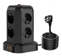 Multiprise Parafoudre avec Protection Contre Les Surtensions 1700 Joules, 8 Prises, Port USB, Protection Automatique, Boîtier Ignifuge, Noir