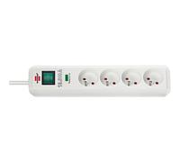 Multiprise parafoudre Brennenstuhl Eco-Line 4 prises 2P+T 16A 13500A 1,40 m Blanc