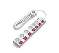 Multiprise parafoudre - DEWENWILS - 6 prises + 2 ports USB + interrupteurs individuels - 16A/3680W - Câble 5 m