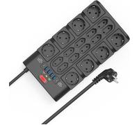 Multiprise Parafoudre Parasurtenseur 18 Prises(10+8)avec 6 USB(2 Type-C)Power Strip avec Interrupteur,Protection Contre