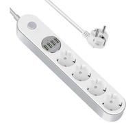 Multiprise parafoudre - PZCC - PZCC - 4 prises - 4 USB - Protection surtension 2500W