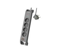 Multiprise parasurtenseur 4 prises+Type-C+2xUSB-A-2m SPN4140GA/19 Gris