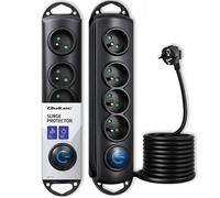 Multiprise parasurtenseur Qoltec | 4 prises | 2,5 m | Noir
