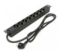 Multiprise - PHASAK - Regleta Rack 19" 1U 8 Tomas 16A 3500W 250V - Noir