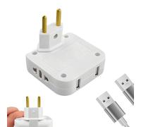 Multiprise Plate Derrière Meuble, 2 Ports USB, Connexion Pivotante à 180° pour Espaces Restreints, Adaptateur Européen et Américain, Pratique et Discrète
