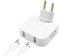Multiprise Plate Derriere Meuble,Prise Plate avec Connexion Pivotante à 180,Adaptateur Américain et Européen 220 V,Prise Murale USB pour Derrière TV,Lit