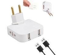 Multiprise Plate - Prise Murale Extra Plate 2 Ports USB + 2 Prises, Design Ultra-Fin, Prise pivotante à 180 degrés, Compatible avec Les multiprise Plates Derriere Meuble, 220 V