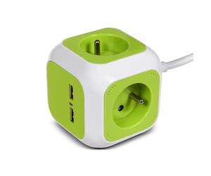 Multiprise Powercube 4-prises 2 entrées USB 5V / 2.1A câble 1,4m Magic Cube
