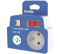 Multiprise - PROFILE - Avec Interrupteur - 2 x 16 A - USB-A - USB-C - Blanc