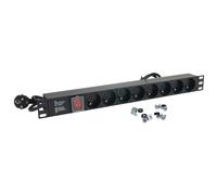 Multiprise Rackable 19 Pouces,Bandeau 8 Prises Schuko avec Interrupteur,Fixations Pattes métal pour Rack 19 Pouces,Câbles 1,80m,fiche CEE 7/7