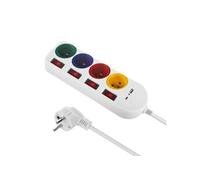 Multiprise rallonge 4 prises + USB A/C Maclean MCE508 W avec interrupteurs 250VAC/10A 1.5m blanc blanc G