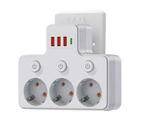 Multiprise - Rallonge Électrique | Multiprise avec Protection Contre Les Surtensions, Extension USB C Et 3 Ports USB pour Bureau Maison Et Dortoir, 1-Pack 2500W ABS Compacte Sécurité EU-Plug