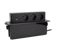 Multiprise rétractable 3 Prises Schuko + 2 USB A+C - Noir - Zenitech