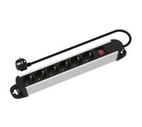 Multiprise ROLINE à 6 Prises, avec Interrupteur Marche/arrêt, boîtier en Aluminium, Noir/Argent, 3 m