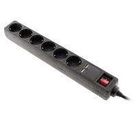 Multiprise Schuko 6x16A + 2 USB-A - Noir - Zenitech