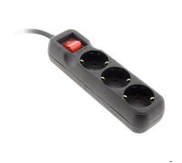 Multiprise Schuko + interrupteur 3x16A - 1,4m - Noir - Zenitech