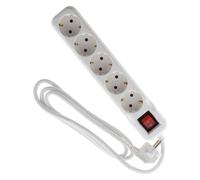 Multiprise Schuko + interrupteur 5x16A - 1,4m - Blanc - Zenitech