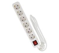 Multiprise Schuko + Interrupteur 6x16A - 1,4m - Blanc - Zenitech