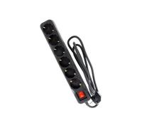 Multiprise Schuko + interrupteur 6x16A - 1,4m - Noir - Zenitech