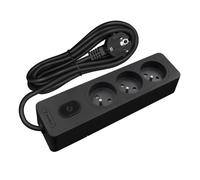 Multiprise SELDUR G3FA22S, 3 prises type E + interrupteur à voyant, Noir, câble 2m