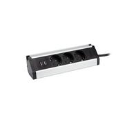 Zenitech - Multiprise support smartphone 3 prises Schuko + 2 USB A - Argent/Noir Noir