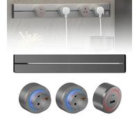 Multiprise sur Rail Mobile avec 3/4/5/6/8 Prises Universelles, Prise Murale avec Bande Lumineuse LED, Multiprise pour Cuisine, Salon, Bureau(40cm)
