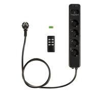 Navaris Multiprise avec télécommande - Bloc alimentation 4 prises (type F) avec 2x port usb-a 1x port usb-c - Prise multiple câble 1,5 m