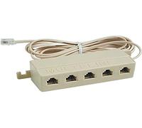 Multiprise téléphonique avec 5 prises plug 6/4 C. Câble MT. 2, avec Plug 6/4 C.