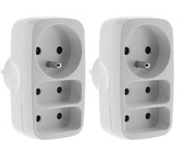Multiprise Triplite 2x2P 6A + 1x2P+T 16A - Blanc - Zenitech (Lot de 2)