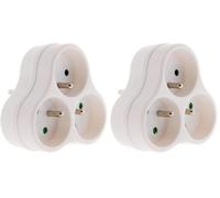 Multiprise Triplite 3x16A Triangulaire - Blanc - Zenitech (Lot de 2)
