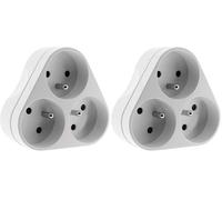 Multiprise Triplite Triangulaire 16A - Blanc - Zenitech (Lot de 2)