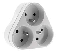 Multiprise Triplite Triangulaire 16A - Blanc - Zenitech | Sécurité Enfant, sans Câble, Branchement Direct sur Prise Murale, Format Compact, Certifiée NF, Blanc