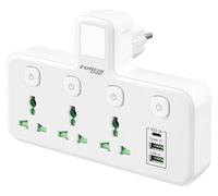 Multiprise universelle avec interrupteur indépendant, prise multiple USB avec 2 ports USB A et 1 type C, éclairage LED et interrupteur avec lumière (U06L blanc)
