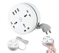Multiprise Universelle Civiliank, rallonge rétractable à enroulement Droit de 1,8 m/2,8 m avec 5 Prises et 3 Ports USB, Petite Prise de Bureau Portable pour la Maison, Les Voyages et Le Bureau.