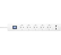Multiprise USB 5x interrupteur 90° 2x USB H05VV-F3G1,5 blanc 1,4 m UNOversal