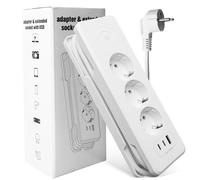 Multiprise USB avec Interrupteur - Bloc multiprise 3 Prises avec Ports USB (1 USB-A + 2 USB-C), Protection Contre Les surtensions 3680W 16A, rallonge multiprise USB-C 20W pour Maison & Bureau