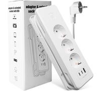 Multiprise USB avec Interrupteur ¿ Bloc multiprise 3 Prises avec Ports USB (1 USB-A + 2 USB-C), Protection Contre Les surtensions 3680W 16A, rallonge multiprise USB-C 20W pour Maison & Bureau