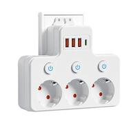Multiprise USB avec Interrupteurs Individuels,Multiprise 3/4 Prises avec 3 USB(1 USB-C),Multiprises Parafoudres et Surtension,Fixation Murale pour Maison Bureau Spécification Européenne (A)