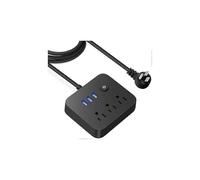 Multiprise USB, câble de 1,2 m, 3 prises secteur, 3 ports de charge USB, prise de voyage pour bateaux de croisière - Noir