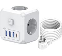 Multiprise USB, Prise Multiple Cube Prise Murale, 3 USB et 1 C Chargeur Prise 1.5M Rallonge avec 3 AC 4000W Multiprise Electrique