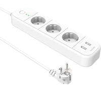 Multiprise Wi-Fi intelligente Tenda, 3 prises et 2 ports USB à commande individuelle, multiprises, commande vocale/application (Alexa et Google), programmation, protection contre les surtensions