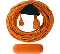 Zenitech – Prolongateur jardin 2x1,5 mm² 25 m – boîtier étanche et support mural – Orange