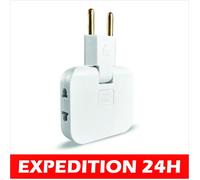 Multiprise - ZISONIX - 3 Prises - Connexion Pivotante 180° - Intérieur - Blanc