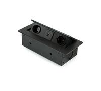 Emuca - Bloc multiprise de Bureau, Noir, 265x120mm-Prise EU (Type F)