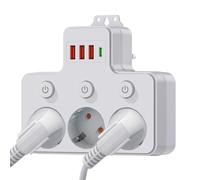 Multiprises avec protection contre les surtensions,Plusieurs ports USB | Prolongateur pour prise,pour le bureau à domicile, le travail sur bureau, voyages, dortoirs universitaires et la table