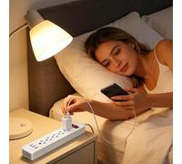 Multiprises,Station De Recharge Bureau 6 Prises - Prolongateur 1,5m avec 2 Ports USB et 1 Port Type C - pour Mur, Bureau, Dortoir, Ordinateur et Portable