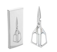 Multipurpose Kitchen Scissors With Sharp Serrated Blades - Stainless Steel, Bone & Fish Cutter, Bottle Opener, Nut Cracker For Cooking, Food Prep, Home Use(Silver)