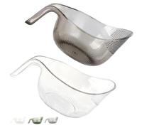 Multipurpose Rice Washing Bowl Strainer with Handle, Clear Plastic Drain Colander for Rice Fruit Vegetable Beans, PP Colander for Vegetables, Fruits & Cheese (Gray+White)